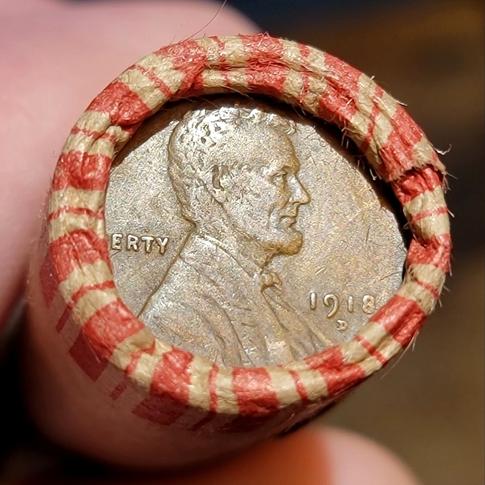 1918-D/1933-P Rare Wheat Enders on Unsearched Roll of 50 Lincoln Wheat Cents